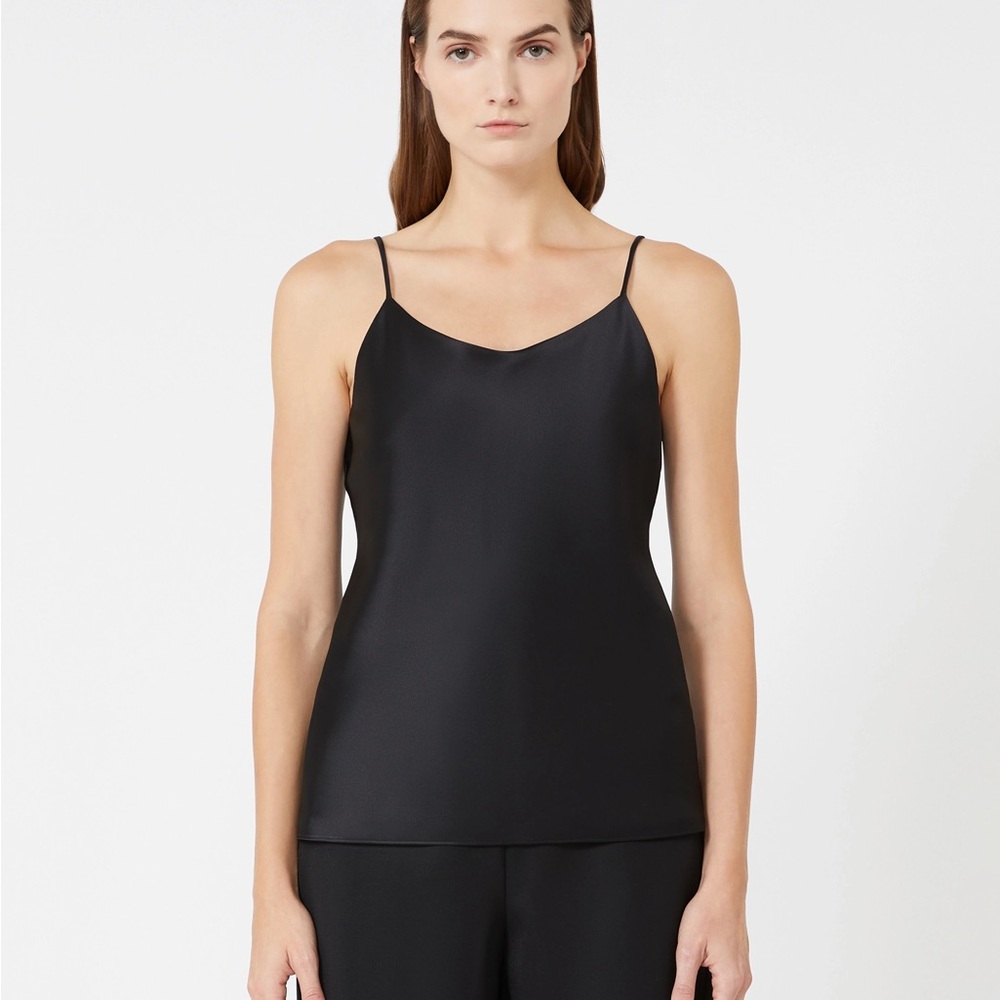 NWOT MaxMara Silk Satin Top in Black, US Size 8, IT Size 42